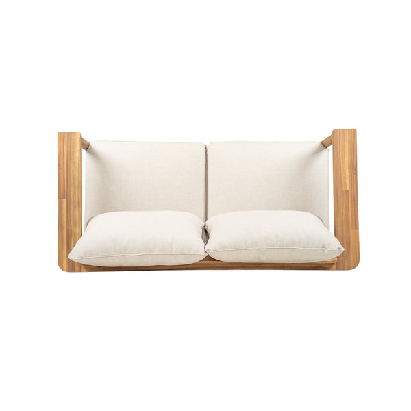 English Elm Terassi Solid Acacia Wood Outdoor Chat Set with Cushioned Club Chairs and Sofa TERASSI 3PCS CHAT SET