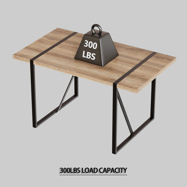 English Elm 55" Modern Farmhouse Dining Table Set With Pu Chairs - Industrial Style, Easy Assembly, Versatile Use W2189S00105