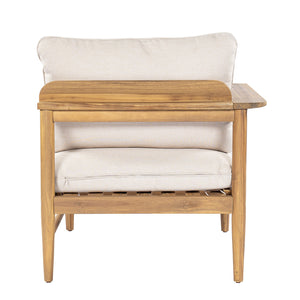 English Elm Terassi Solid Acacia Patio Sofa with Teak Finish and Beige Weather Resistant Cushions N775P372828T