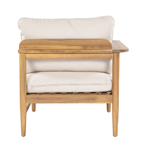 English Elm Terassi Solid Acacia Patio Sofa with Teak Finish and Beige Weather Resistant Cushions N775P372828T