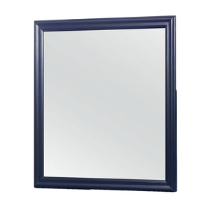 English Elm CHARLSTON Tempered Glass Wall Mirror with Elegant Painted Frame, Large Scale Reflection for Rooms Blue 42.52 L x 40.94 W x 2.36 H B201P215705