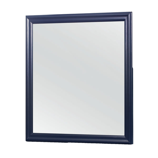 English Elm CHARLSTON Tempered Glass Wall Mirror with Elegant Painted Frame, Large Scale Reflection for Rooms Blue 42.52 L x 40.94 W x 2.36 H B201P215705