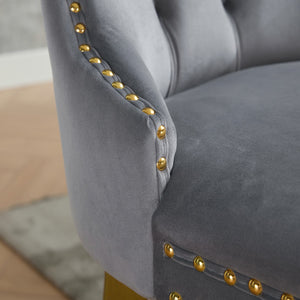 English Elm A&a Furniture Nikki Velvet Wingback Dining Chair Set Nailhead Trim Golden Legs W1143P179488