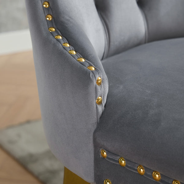 English Elm A&a Furniture Nikki Velvet Wingback Dining Chair Set Nailhead Trim Golden Legs W1143P179488