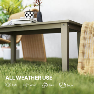 English Elm Outsunny Hdpe Slatted Rectangle Patio Coffee Table Weather Resistant Outdoor Brown W2225P485628
