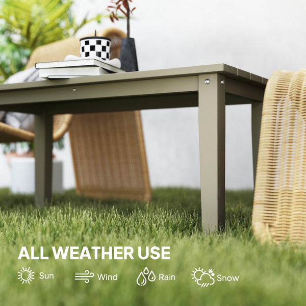 English Elm Outsunny Hdpe Slatted Rectangle Patio Coffee Table Weather Resistant Outdoor Brown W2225P485628