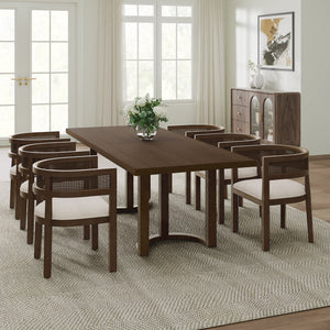 English Elm Christopher Knight Home® - 7-Piece Dining Set - Elegant Mid-Century Modern Design With Upholstered Chairs & Trestle Table N771P192287T_N771P195513T