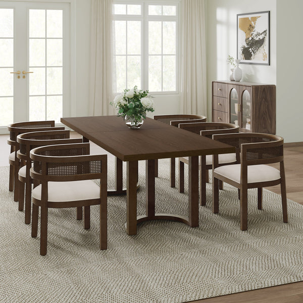 English Elm Christopher Knight Home® - 7-Piece Dining Set - Elegant Mid-Century Modern Design With Upholstered Chairs & Trestle Table N771P192287T_N771P195513T