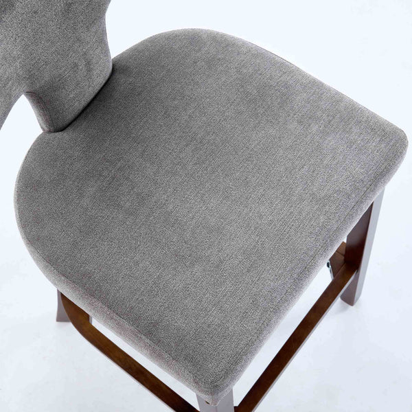 English Elm Mid Curved Backrest Bar Stools Set of 2 with Copper Nail Trim, High-Density Foam & Walnut Legs Gray W1143P296348