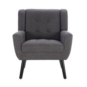 English Elm Modern Pu Leather Ergonomic Accent Chair with Padded Arms and Matte Black Legs Grey W676P172469