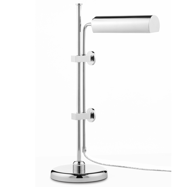 Satire Adjustable Nickel Table Lamp - Modern Minimalist Design with Integrated LED & Dimmable Feature