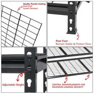 English Elm 5-tier Industrial Steel Shelving Unit Boltless Garage Workshop Storage Rack Black W2932P373612
