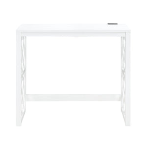 English Elm Desks 3-Piece Set with Rolling Small Desk, Upholstered Stool & Large Stationary Desk for Compact Workspaces White 38.5 L x 21.5 W x 17.5 H B011P287469