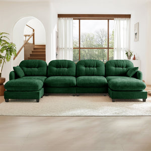 English Elm Modular U-Shaped Sectional Couch With Ottoman, Soft Chenille, Ergonomic Comfort For Any Space W714S01403
