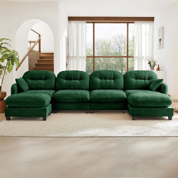 English Elm Modular U-Shaped Sectional Couch With Ottoman, Soft Chenille, Ergonomic Comfort For Any Space W714S01403