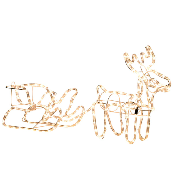 English Elm Outsunny LED Reindeer & Sleigh Outdoor Decoration with 192 Warm Lights, Steel Frame, IP44 Waterproof (90) W2225P173953