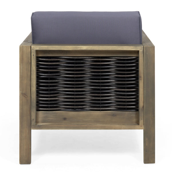 English Elm Christopher Knight Home® - Outdoor Acacia Wood Club Chair With Wicker Accents – Stylish, Weather-Resistant Comfort For Patios 68942.00DGRY