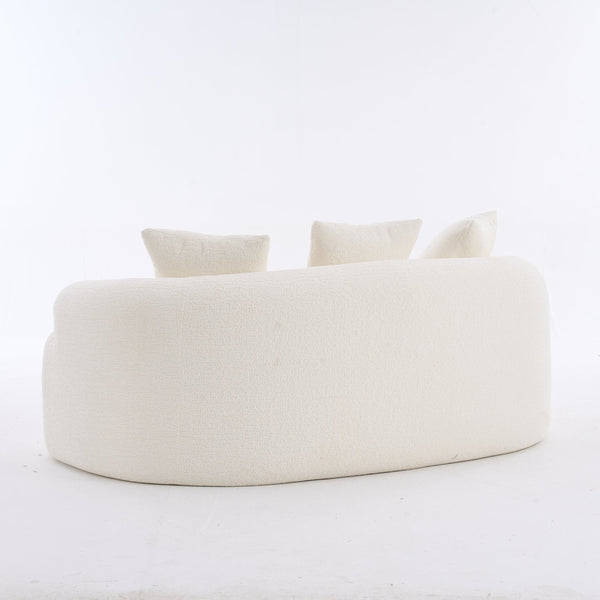 English Elm LY-025S Curved Loveseat Compact 65" Space-Saving Chenille Upholstery, 30D Foam+Spring Comfort White W2231P261287