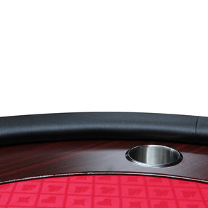 English Elm 96" Folding Poker Table Seats 10 with Felt Surface Wooden Racetrack and Steel Cup Holders W2748S00040
