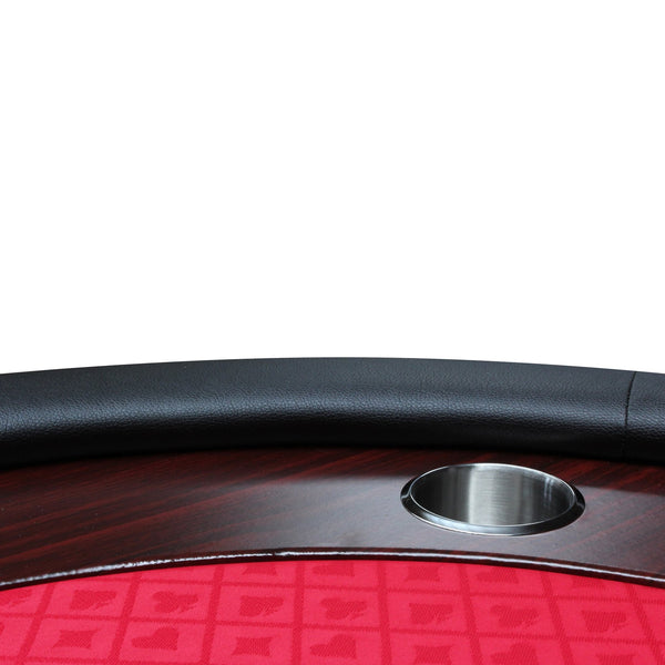 English Elm 96" Folding Poker Table Seats 10 with Felt Surface Wooden Racetrack and Steel Cup Holders W2748S00040