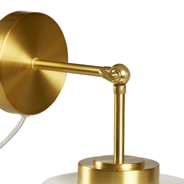 English Elm White Ceramic Wall Sconce Gold Adjustable Swing Arm, Porcelain Shade, 12.5"H, Modern Glam Light Fixture B035P264534