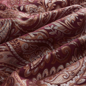 English Elm 12 Piece Comforter Set - Luxurious Burnt Red Jacquard With Cotton Sheets For California King Bed B035128828