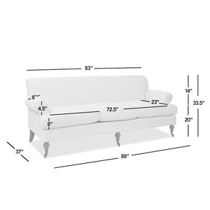 English Elm Alana Velvet Three Cushion Sofa Hardwood Frame Tight Back Living Room Seating B2719P479037