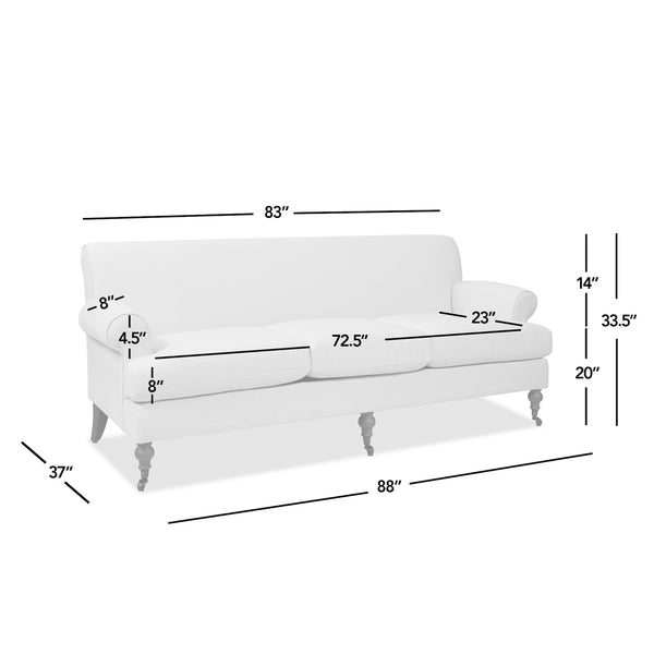 English Elm Alana Velvet Three Cushion Sofa Hardwood Frame Tight Back Living Room Seating B2719P479037