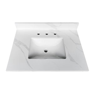 English Elm 31-inch Carrara Quartz Vanity Top Undermount Sink Backsplash Stain Resistant Bathroom W2699P459404