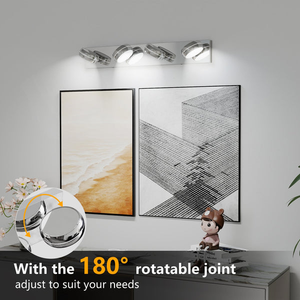 English Elm Led Vanity Light Bar 28in Polished Chrome Dimmable Fixture for Bathroom Mirror W1340P328787
