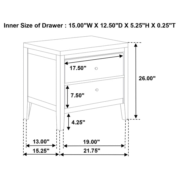English Elm Clement Dark Cocoa Two-Drawer Nightstand with Brushed Nickel Hardware, Sturdy Wood, Versatile Style (26.25"H) B062P375568