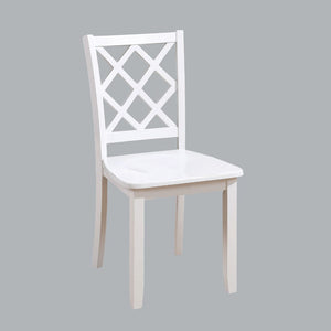 English Elm White Transitional 5pc Dining Set with Rectangular Table & 4 Diamond-Pattern Back Chairs, 48"W x36"D B2741P381486