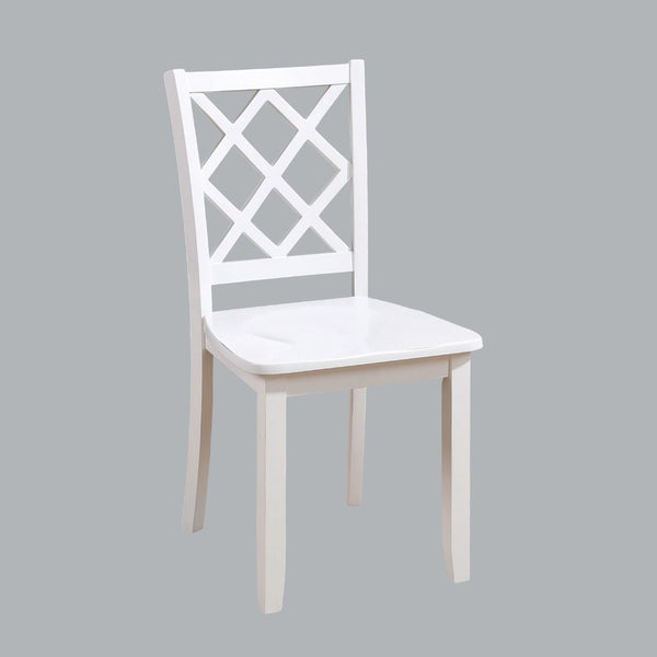 English Elm White Transitional 5pc Dining Set with Rectangular Table & 4 Diamond-Pattern Back Chairs, 48"W x36"D B2741P381486