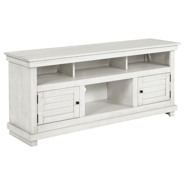 English Elm Castleton Rustic Distressed White 60" TV Stand - Modern Farmhouse Media Console with Shelves & Cupboards B062P375514