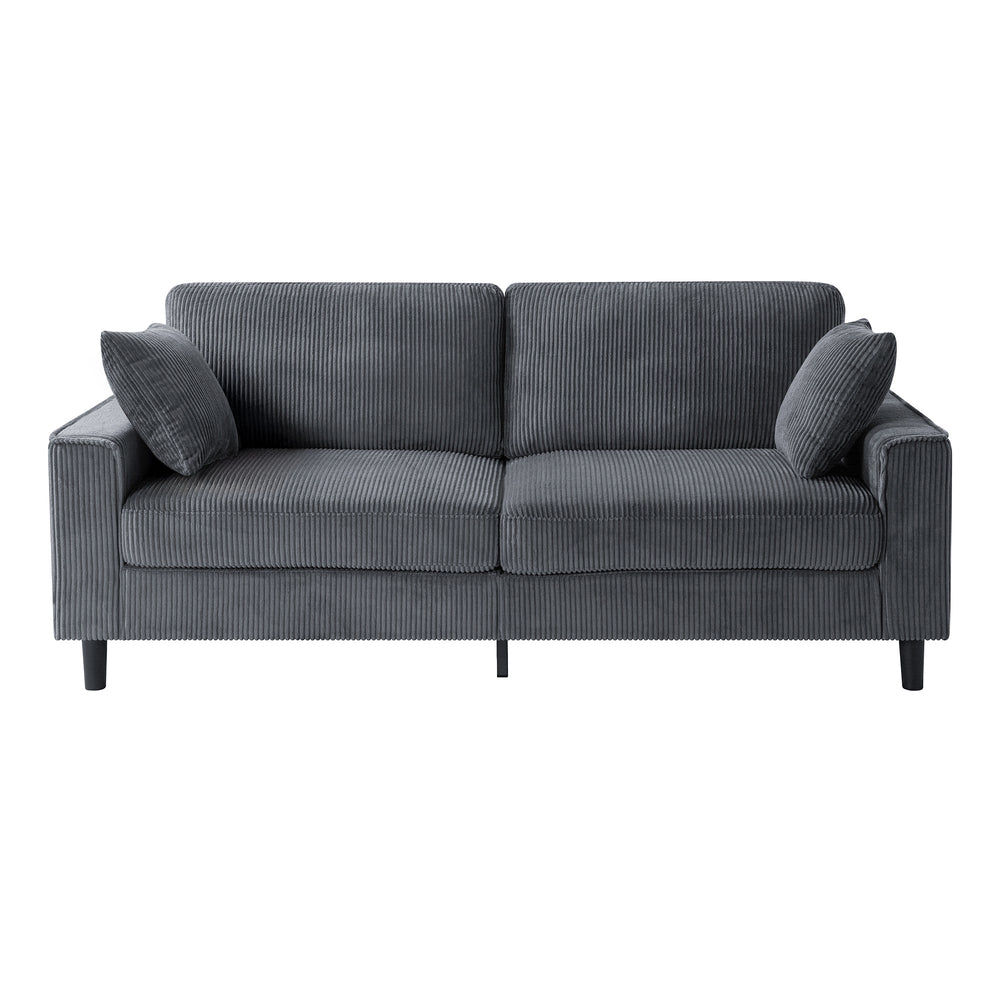 English Elm 81.8"corduroy Ribbed Upholstered 2-seater Sofa with Iron Wood Frame for Living Room Gray W5515P488194