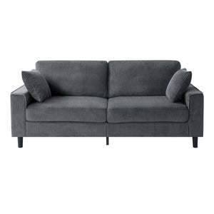 English Elm 81.8"corduroy Ribbed Upholstered 2-seater Sofa with Iron Wood Frame for Living Room Gray W5515P488194
