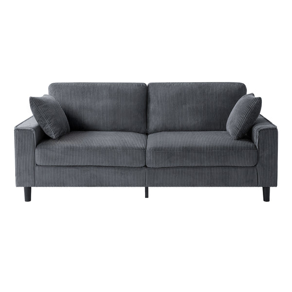 English Elm 81.8"corduroy Ribbed Upholstered 2-seater Sofa with Iron Wood Frame for Living Room Gray W5515P488194