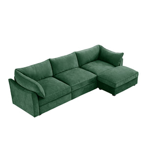 English Elm L-Shaped 3-Seater Sectional Sofa With Movable Ottoman, Soft Chenille, Storage & Modern Design Options W3041S00186