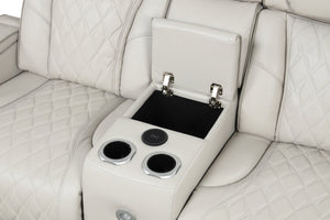 English Elm Fortuner Modern Upholstery Recliner Loveseat With Massage, Led Lights & Bluetooth - Beige Elegance G150109102