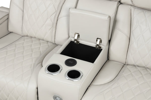 English Elm Fortuner 3PC Beige Upholstery Recliner Set with LED, Massage, Power Recliners, Bluetooth, USB - Modern Luxury B009S01804