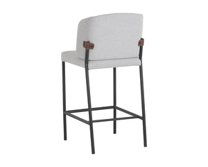 Sunpan Pearce Counter Stool Set of 2 - Modern Minimalist Design with Faux Leather & Iron Frame Finish