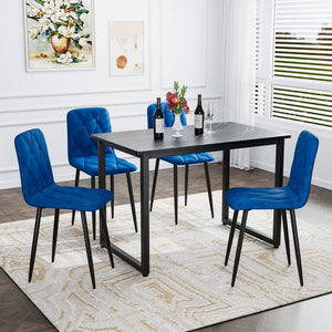 English Elm Dining PU Leather Chairs Set of 4 — Easy-Clean Upholstered Seats with Sturdy Iron Legs, Modern Comfort Blue W578P191316