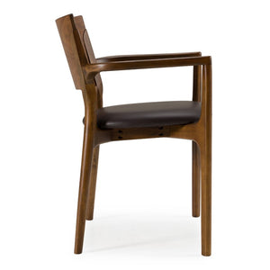 VIG Furniture Edelman Mid-Century Brown Leatherette Dining Chair With Curved Back, Walnut Frame, Fully Assembled VGMA-MI-1286-WAL