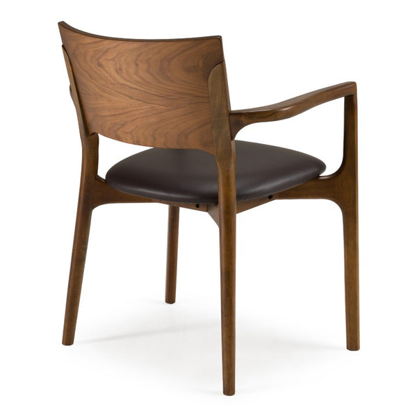 VIG Furniture Edelman Mid-Century Brown Leatherette Dining Chair With Curved Back, Walnut Frame, Fully Assembled VGMA-MI-1286-WAL