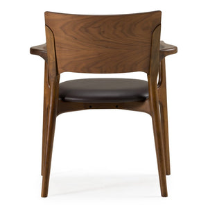 VIG Furniture Edelman Mid-Century Brown Leatherette Dining Chair With Curved Back, Walnut Frame, Fully Assembled VGMA-MI-1286-WAL