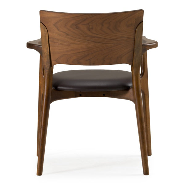 VIG Furniture Edelman Mid-Century Brown Leatherette Dining Chair With Curved Back, Walnut Frame, Fully Assembled VGMA-MI-1286-WAL