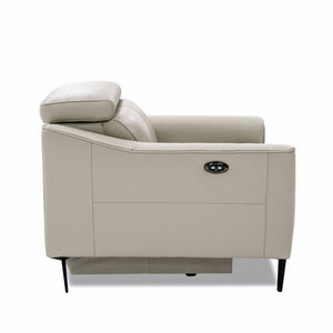 VIG Furniture Eden Modern Grey Leather Power Recliner Armchair — Sleek Ergonomic Lounge Chair With Metal Legs, Plush Cushioning For Ultimate Comfort And Durability VGKVKM.5012-GRY-CH