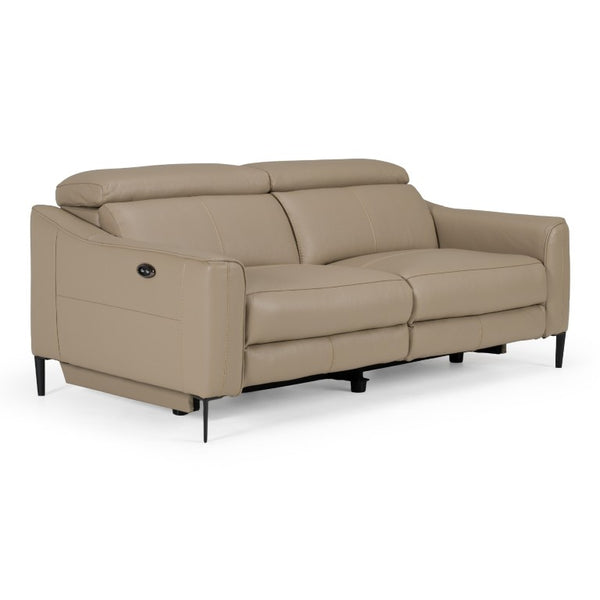 VIG Furniture Eden Modern Two-Seat Power Recliner In Genuine Split Leather With Walnut Frame And Metal Legs Taupe Loveseat VGKV-KM.5012-LOVE-TAN