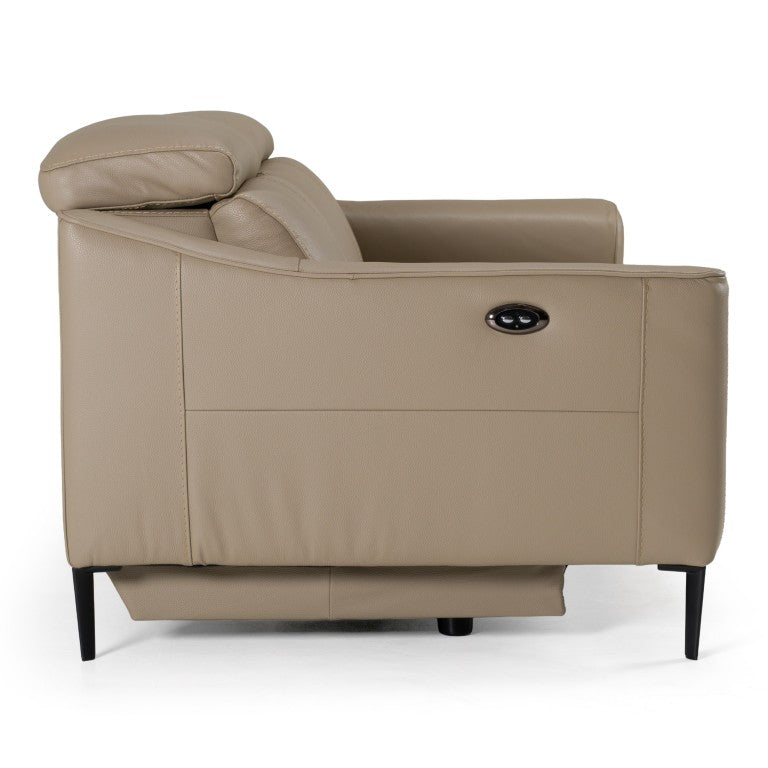 VIG Furniture Eden Modern Two-Seat Power Recliner In Genuine Split Leather With Walnut Frame And Metal Legs Taupe Loveseat VGKV-KM.5012-LOVE-TAN