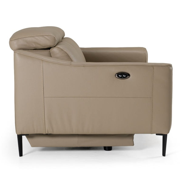 VIG Furniture Eden Modern Two-Seat Power Recliner In Genuine Split Leather With Walnut Frame And Metal Legs Taupe Loveseat VGKV-KM.5012-LOVE-TAN
